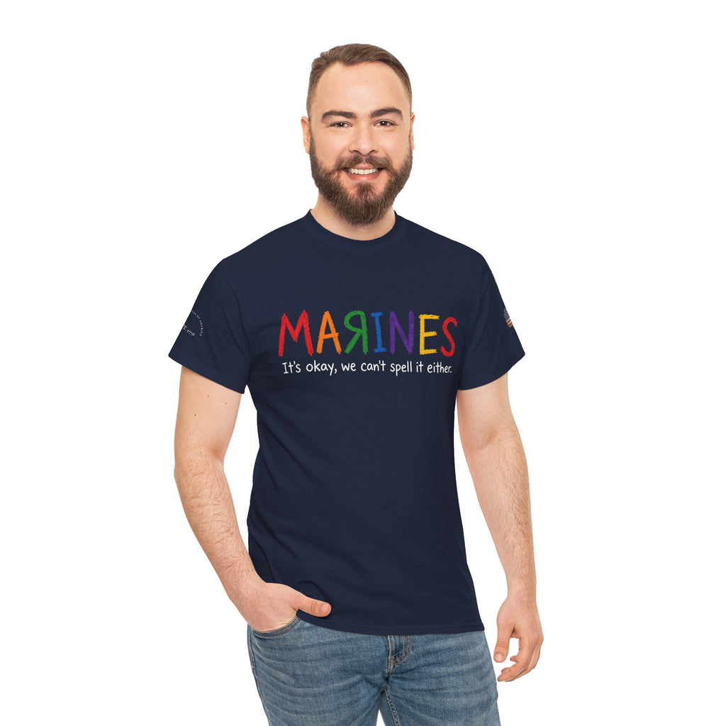 Marines Crayon Tee — “It’s okay, we can’t spell it either” Military Humor T-Shirt