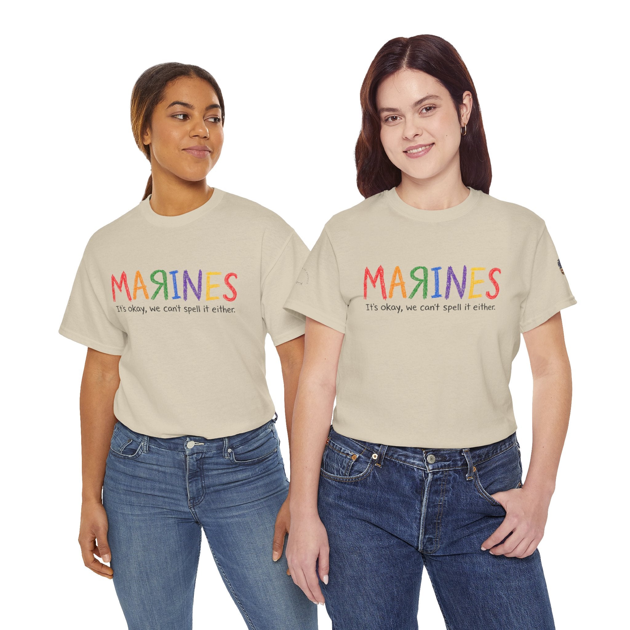 Marines Crayon Tee — “It’s okay, we can’t spell it either” Military Humor T-Shirt