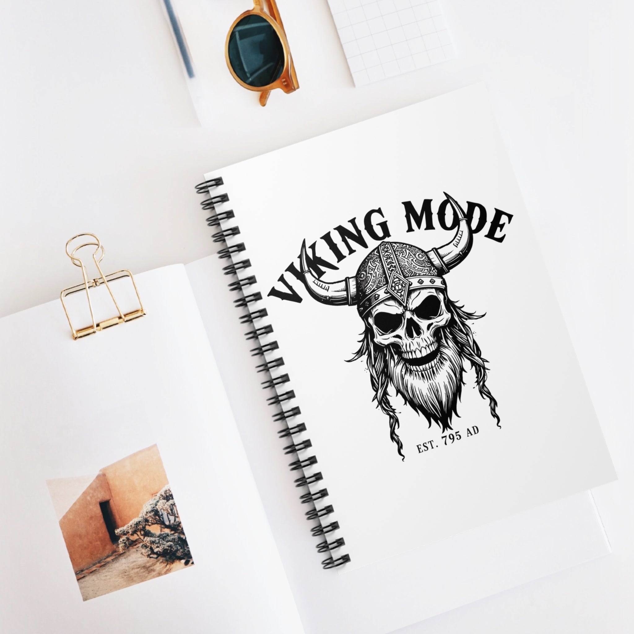 Viking Mode Skull Helmet Spiral Notebook | Ruled Journal