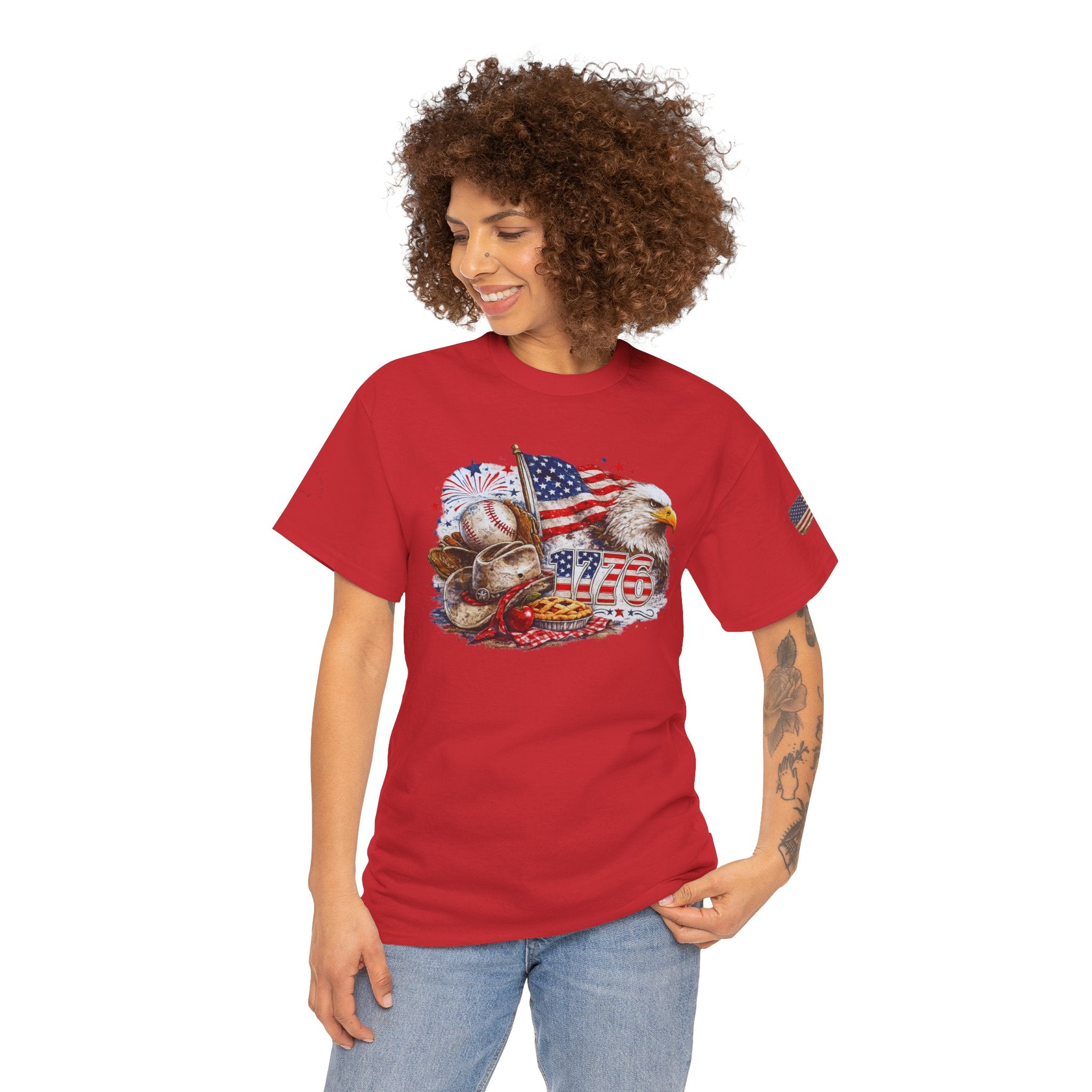 Patriotic Eagle American Flag T-Shirt — USA 1776 Military Tribute Tee