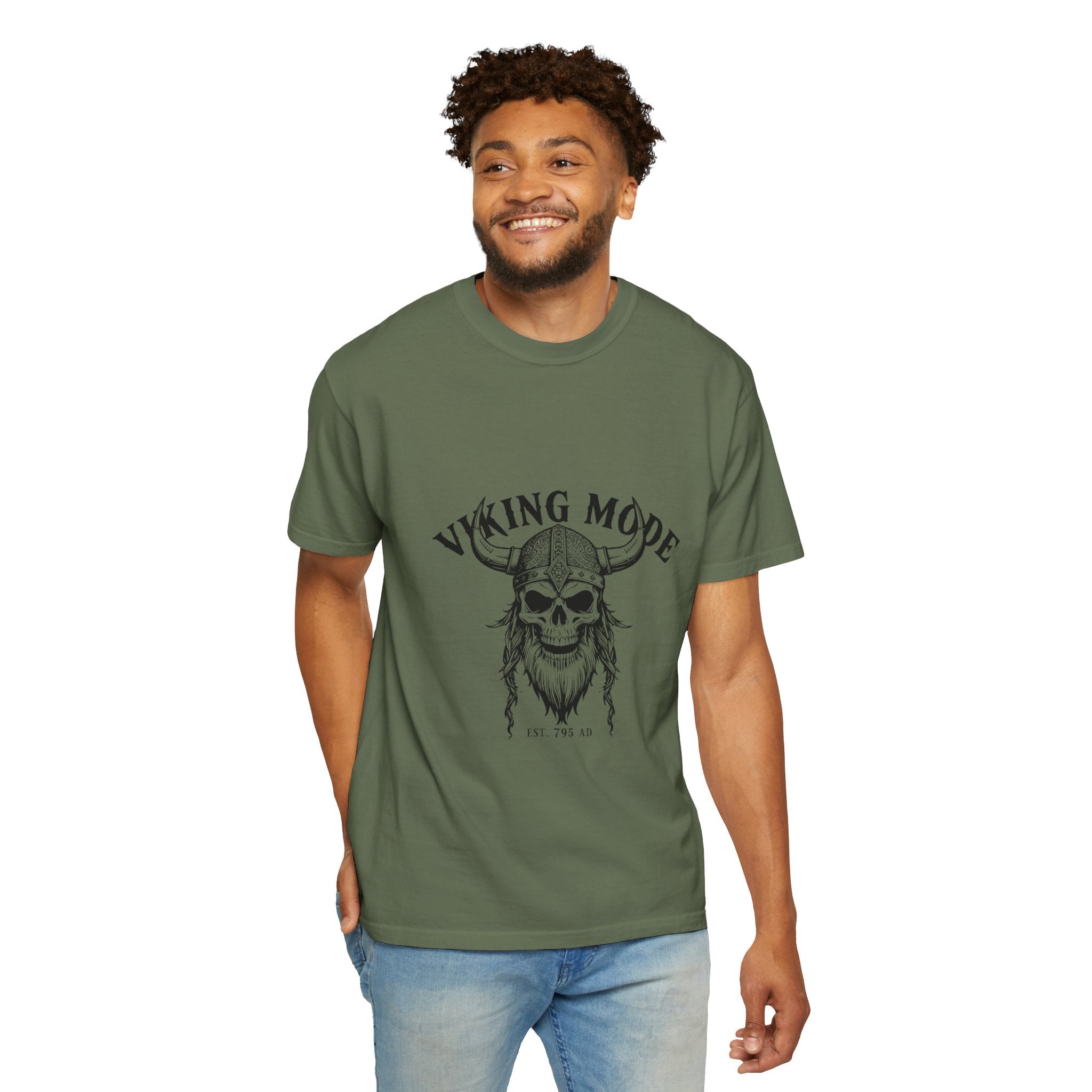 Viking Mode Skull Viking T-shirt | Norse Helmet Skull Graphic Tee