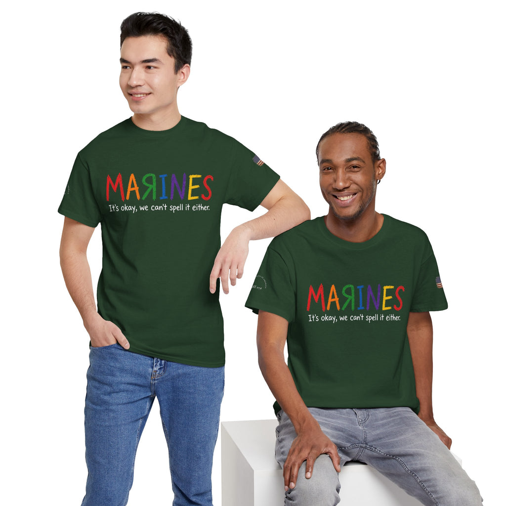 Marines Crayon Tee — “It’s okay, we can’t spell it either” Military Humor T-Shirt