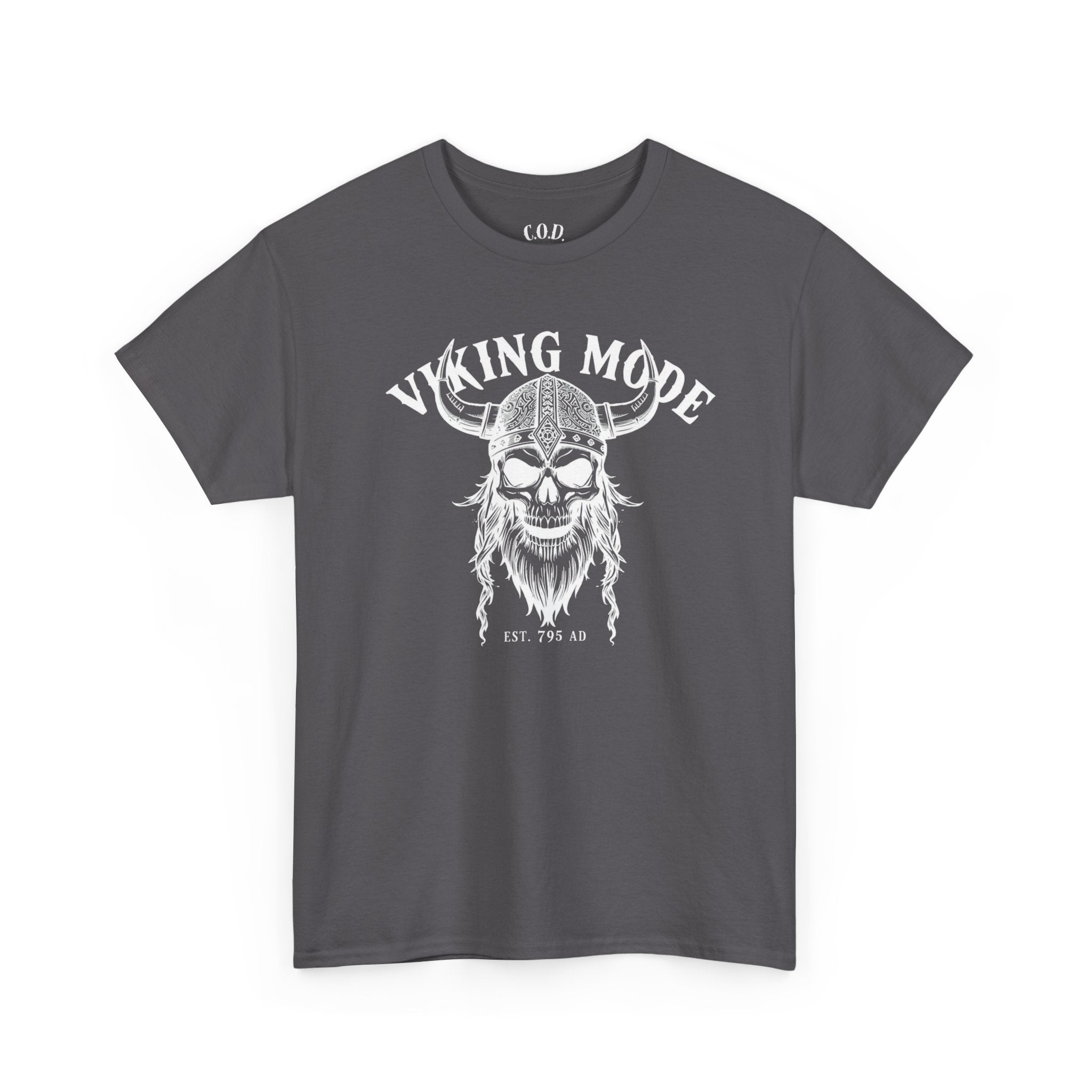Viking Mode Skull Viking T-shirt | Norse Helmet Skull Graphic Tee