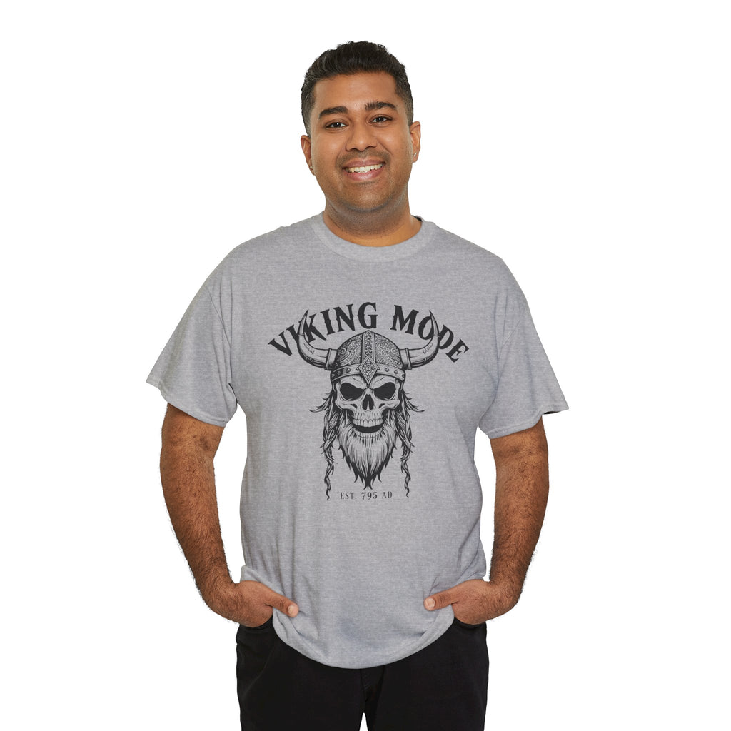 Viking Mode Skull Viking T-shirt | Norse Helmet Skull Graphic Tee