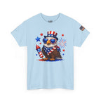 Patriotic Eagle Tee — 4th of July Uncle Sam Hat & Firework Graphic