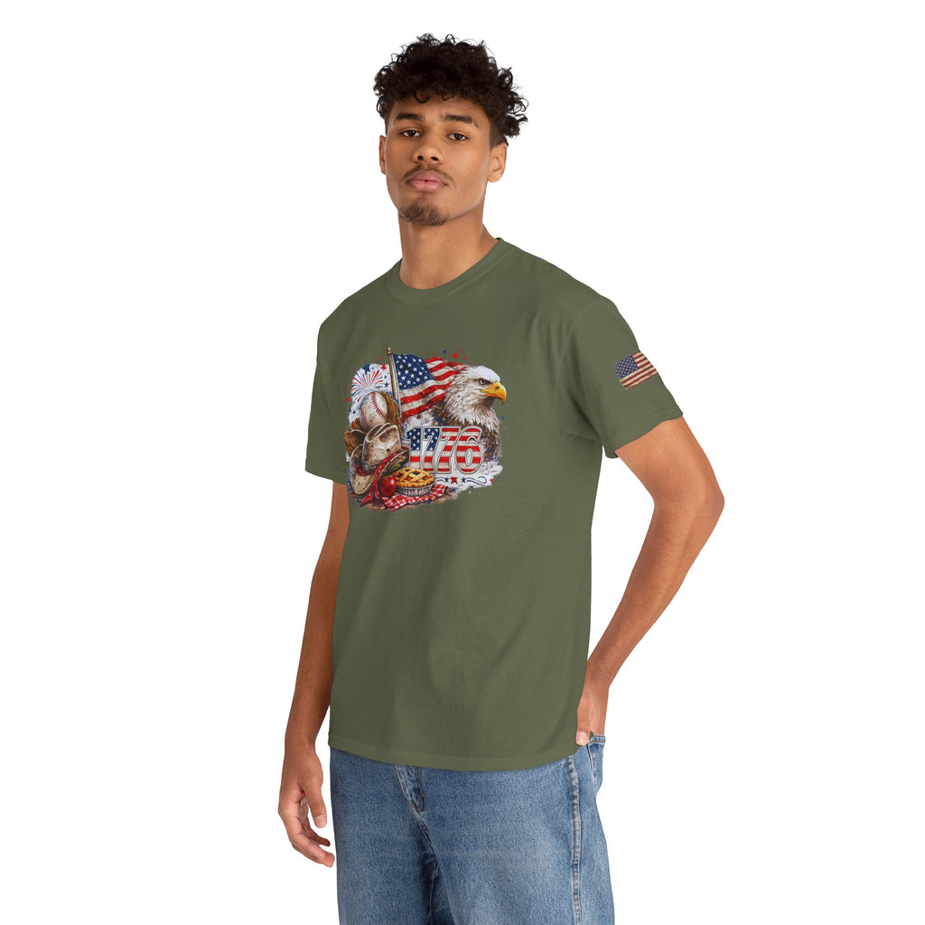 Patriotic Eagle American Flag T-Shirt — USA 1776 Military Tribute Tee