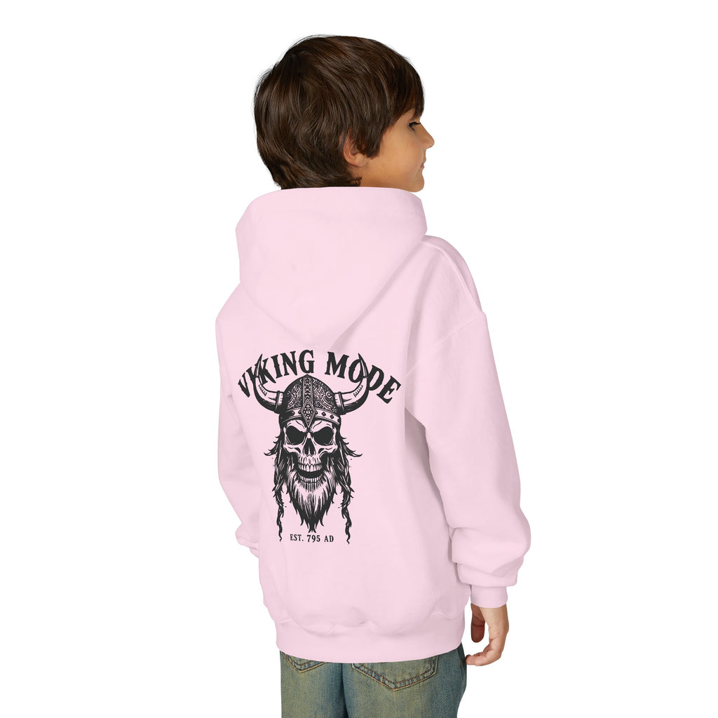 Viking Mode Skull with Horned Helmet Hoodie | Youth Hoodie