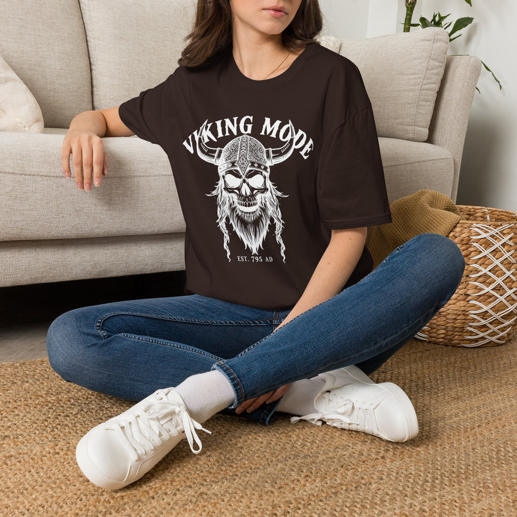 Viking Mode T-Shirt — Skull Horned Helmet Graphic