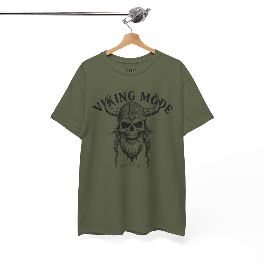 Viking Mode Skull Viking T-shirt | Norse Helmet Skull Graphic Tee