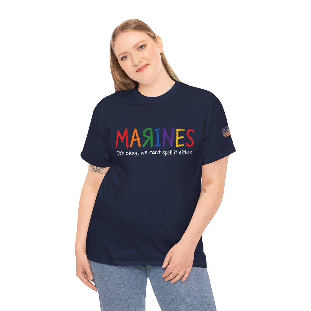 Marines Crayon Tee — “It’s okay, we can’t spell it either” Military Humor T-Shirt