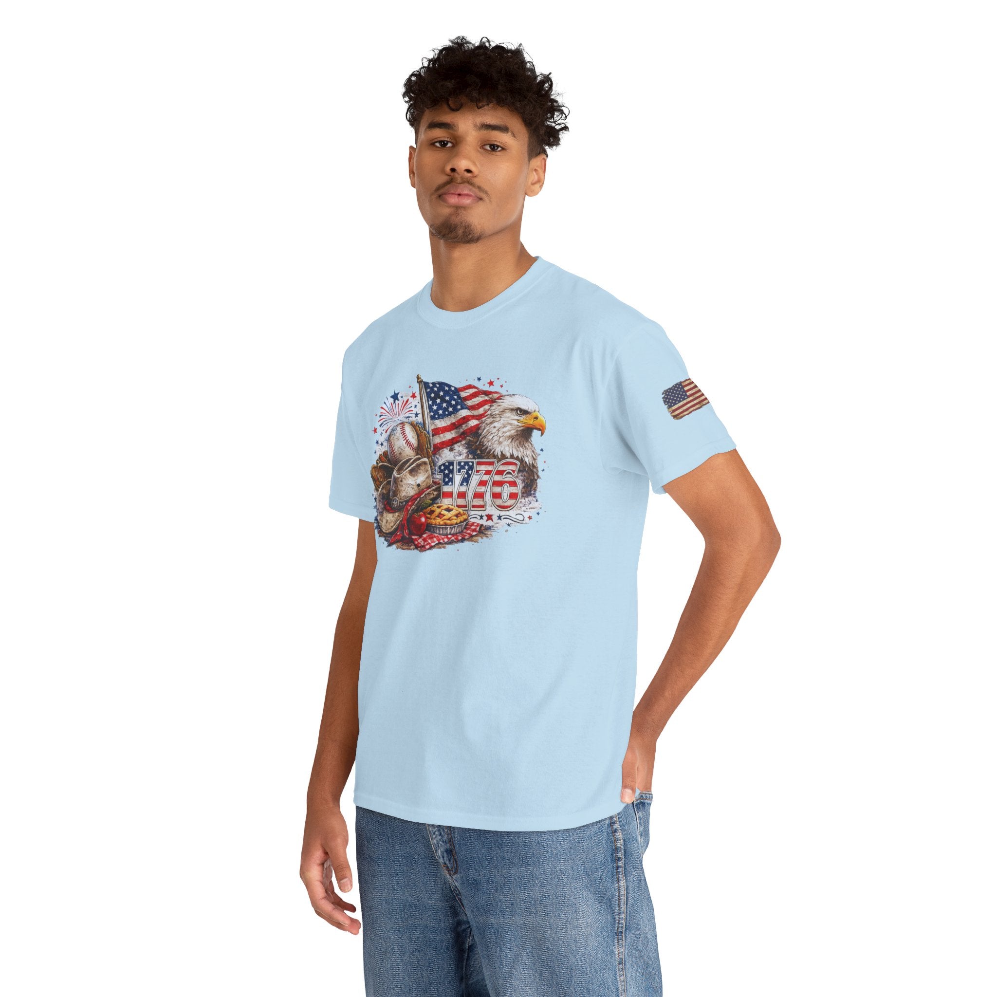 Patriotic Eagle American Flag T-Shirt — USA 1776 Military Tribute Tee