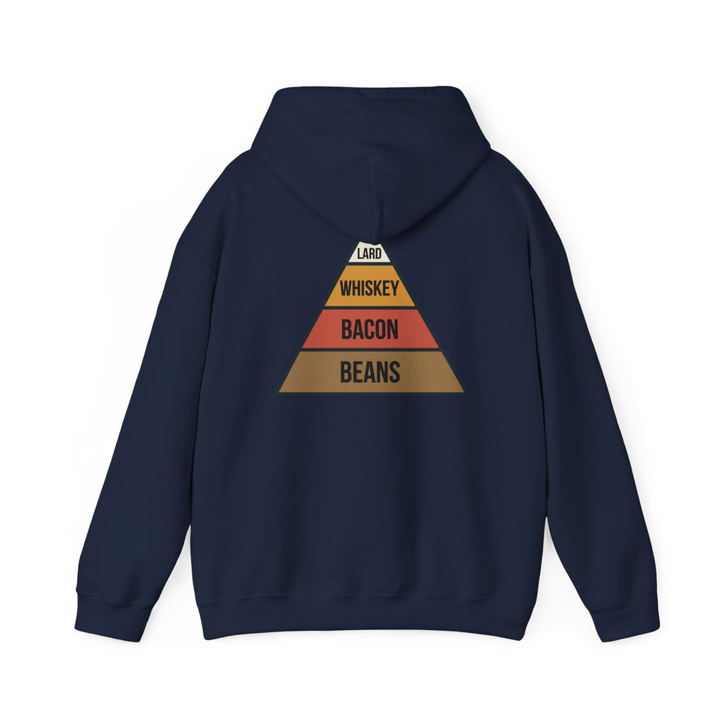 Food Pyramid Design Hoodie | Beans Bacon Whiskey Lard Illustration