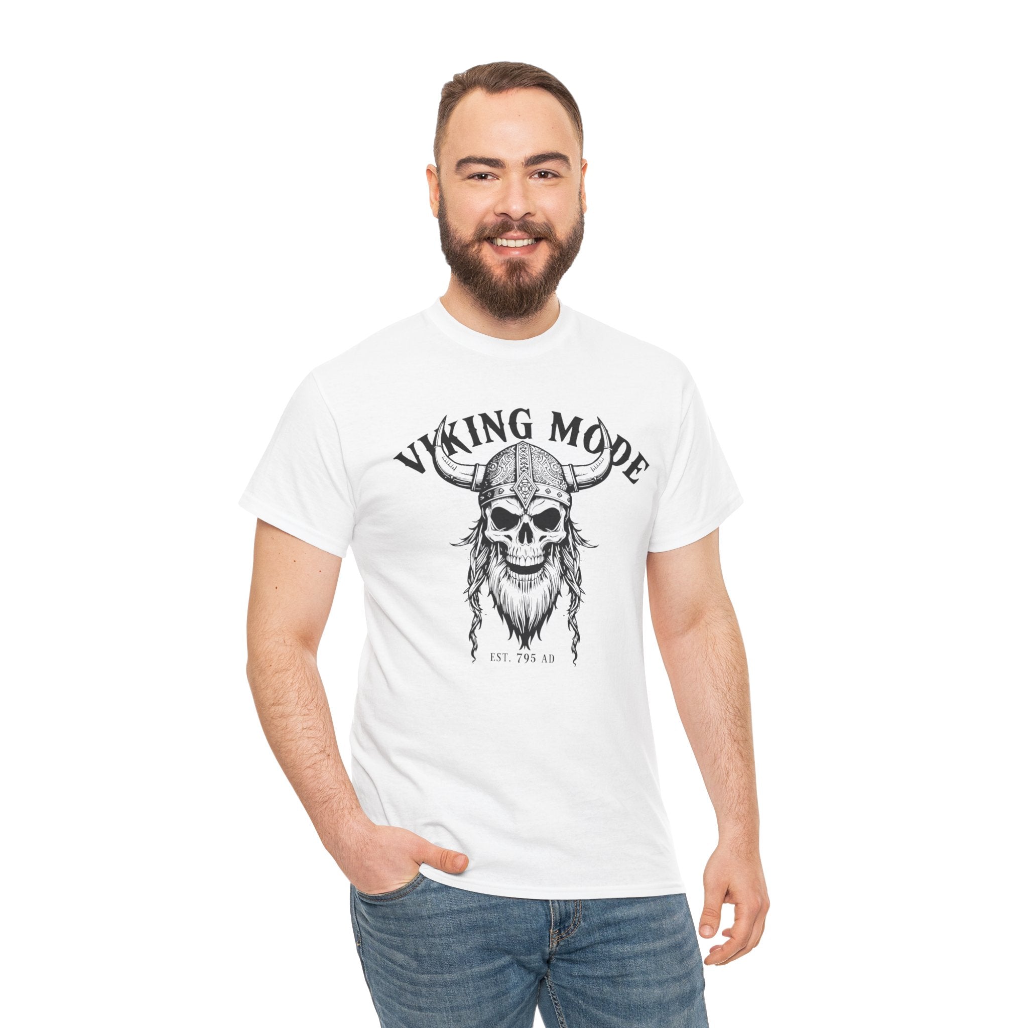 Viking Mode Skull Viking T-shirt | Norse Helmet Skull Graphic Tee