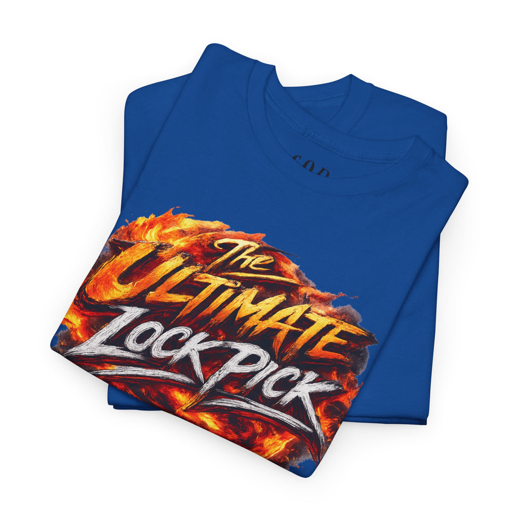 T-Shirt — "Ultimate Lock Pick" Fiery Logo Graphic Tee