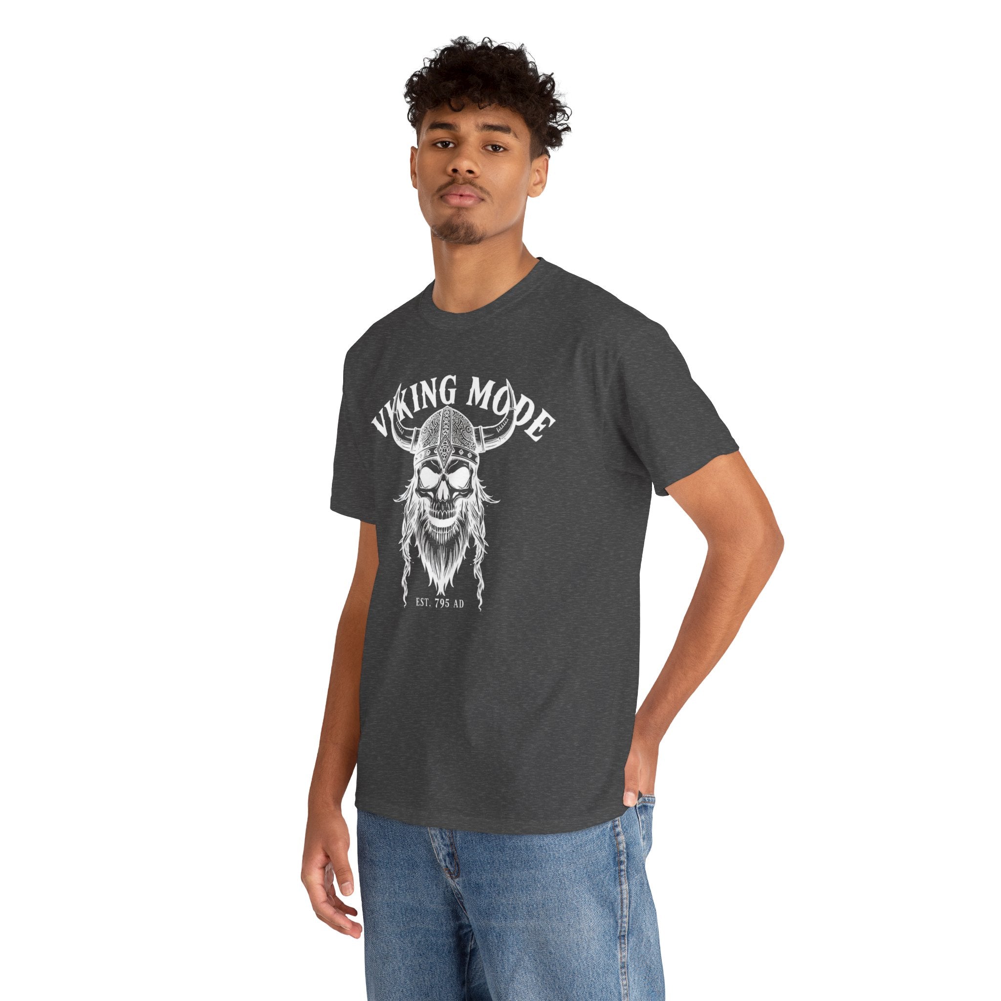 Viking Mode Skull Viking T-shirt | Norse Helmet Skull Graphic Tee