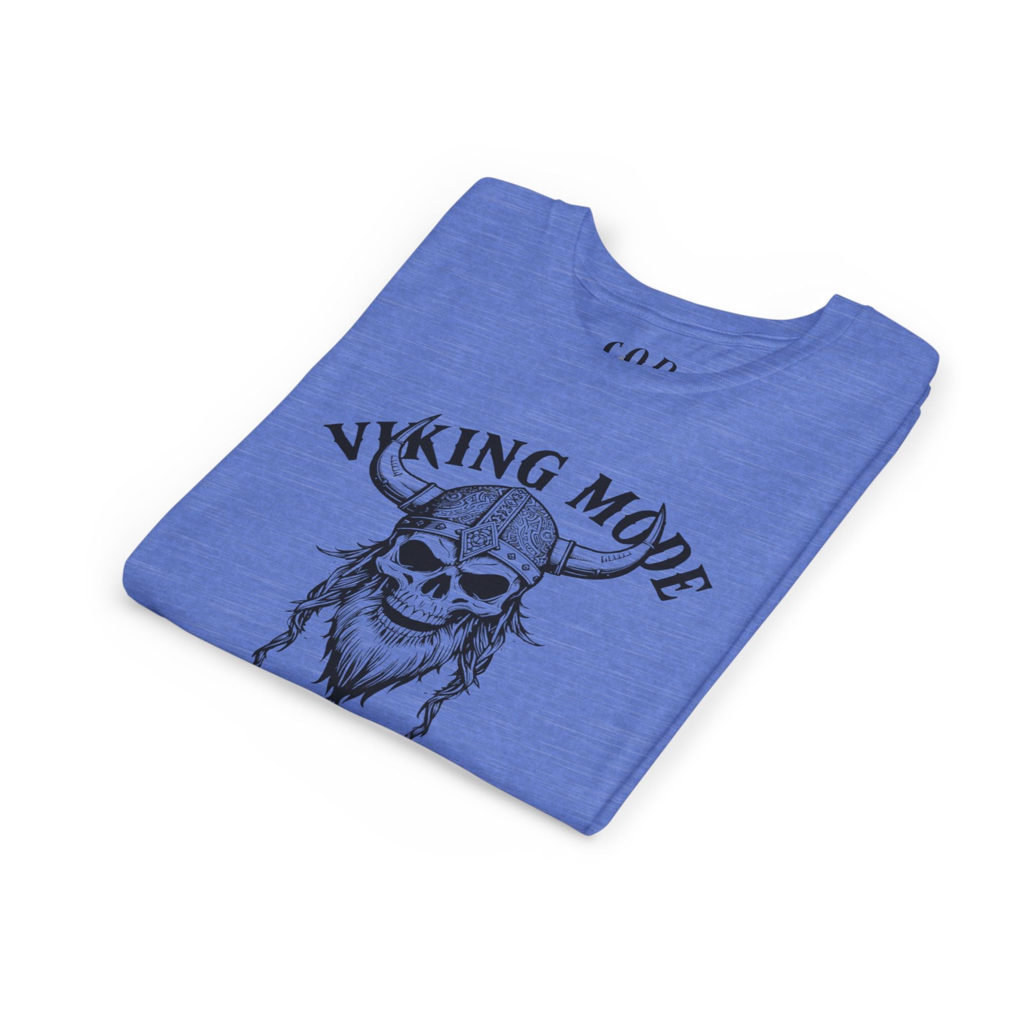 Viking Mode Youth T‑Shirt — Skull Horned Helmet Graphic Tee for Kids