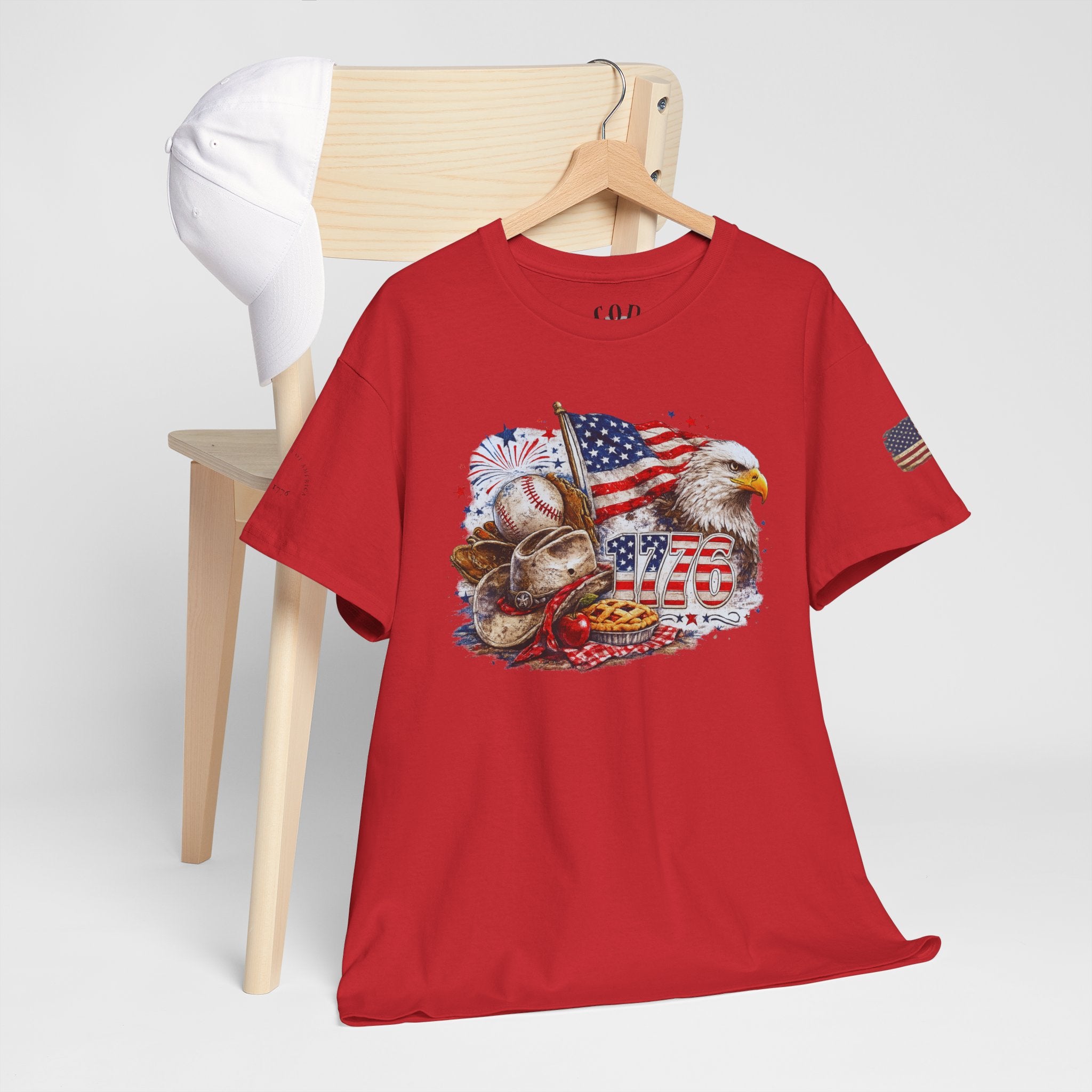 Patriotic Eagle American Flag T-Shirt — USA 1776 Military Tribute Tee