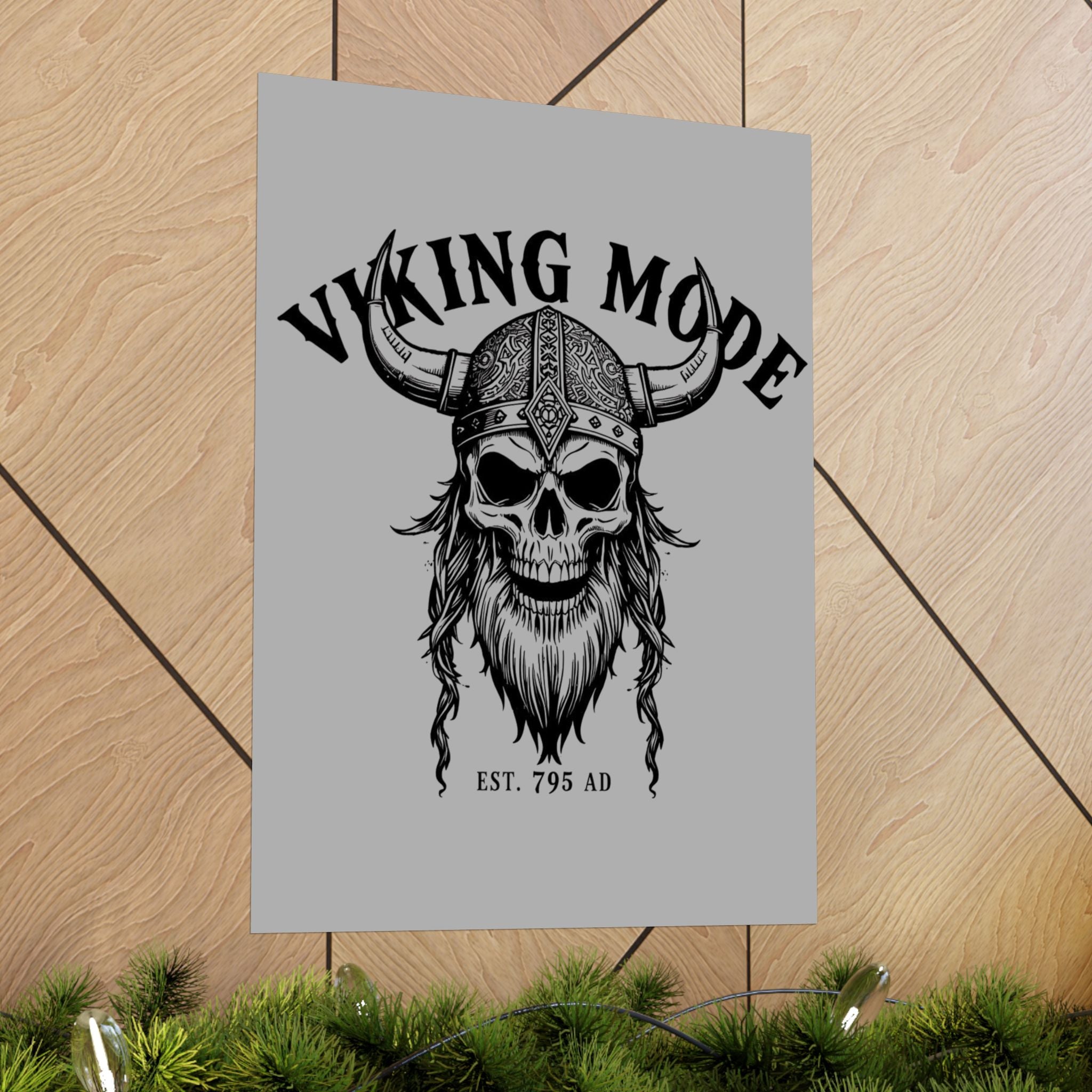 Viking Mode Skull Poster | Matte Vertical Poster