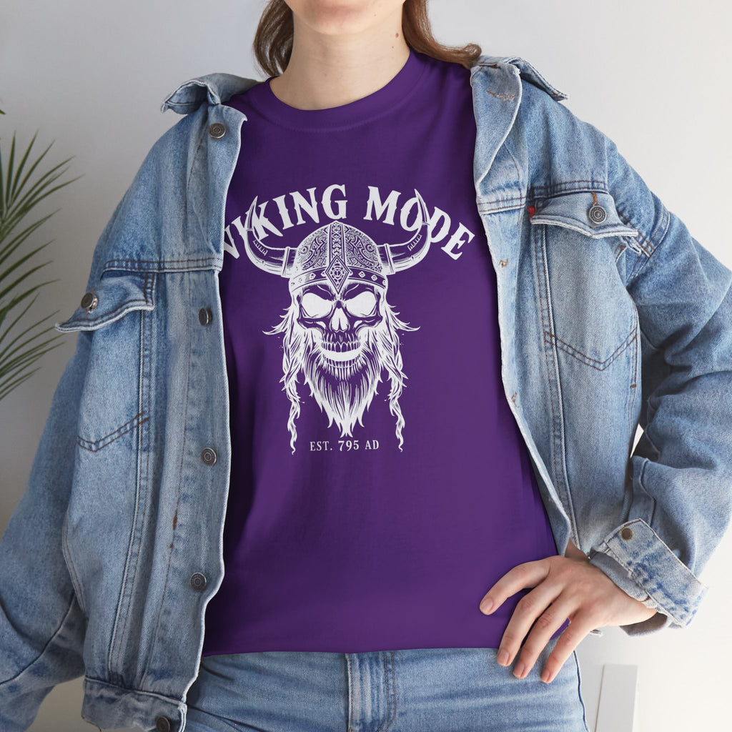 Viking Mode Skull Viking T-shirt | Norse Helmet Skull Graphic Tee