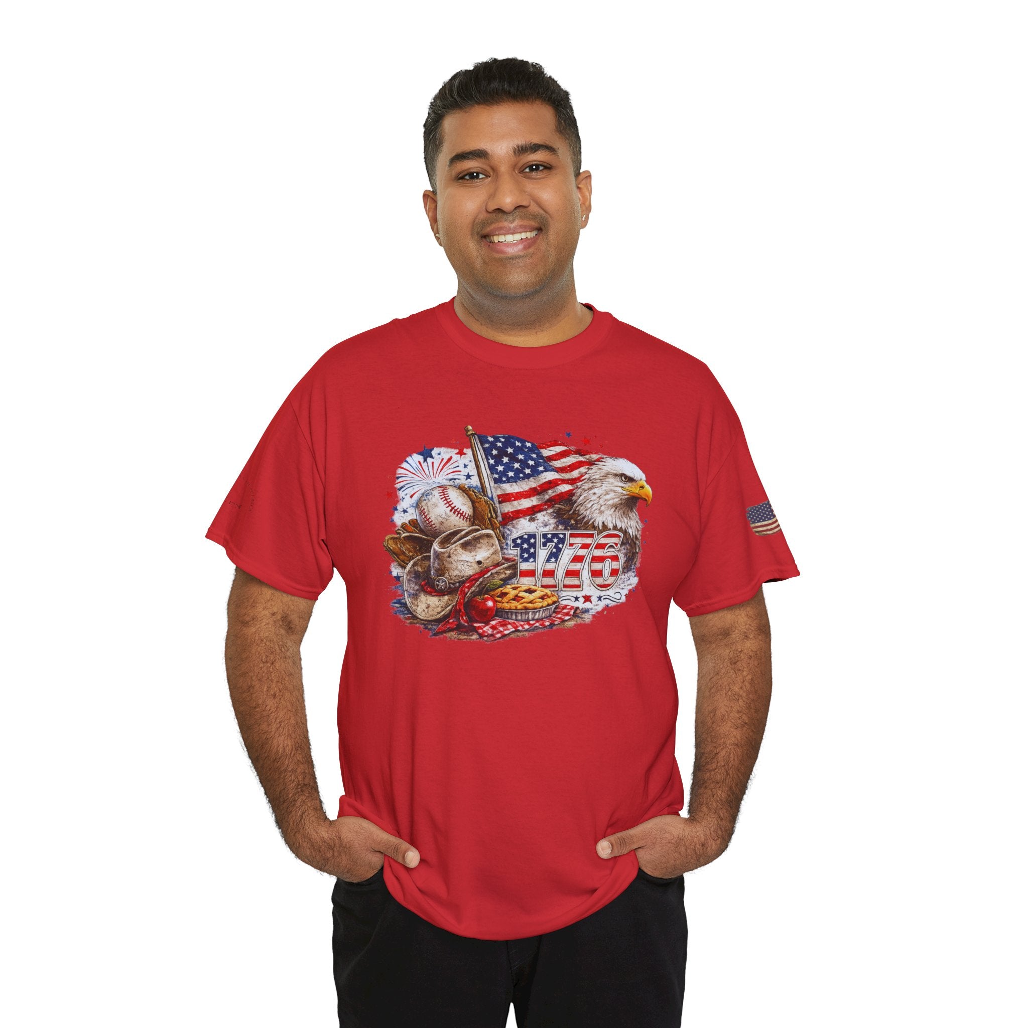 Patriotic Eagle American Flag T-Shirt — USA 1776 Military Tribute Tee