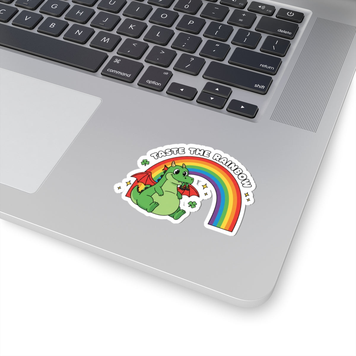 Taste the Rainbow Dragon Sticker | Kiss-Cut Sticker, Rainbow Dragon Decal Eating a Leprechaun