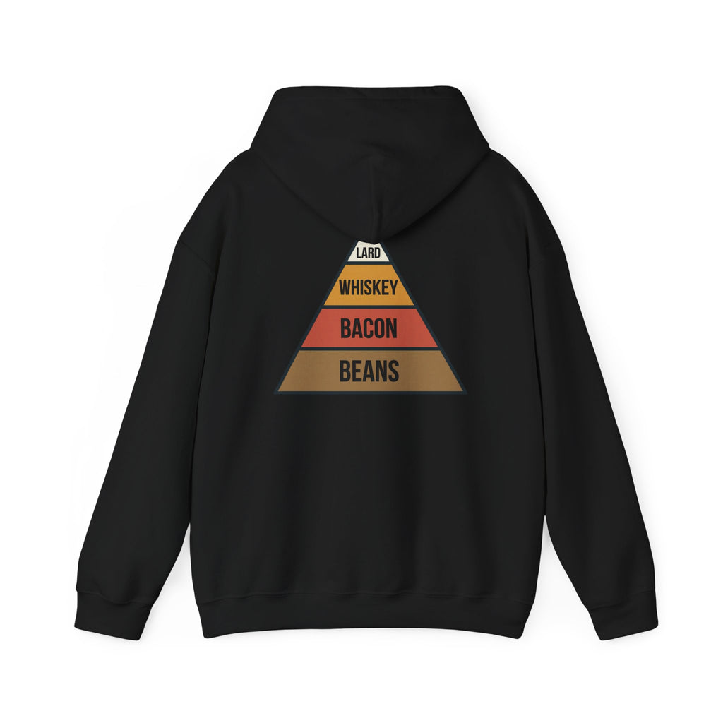 Food Pyramid Design Hoodie | Beans Bacon Whiskey Lard Illustration
