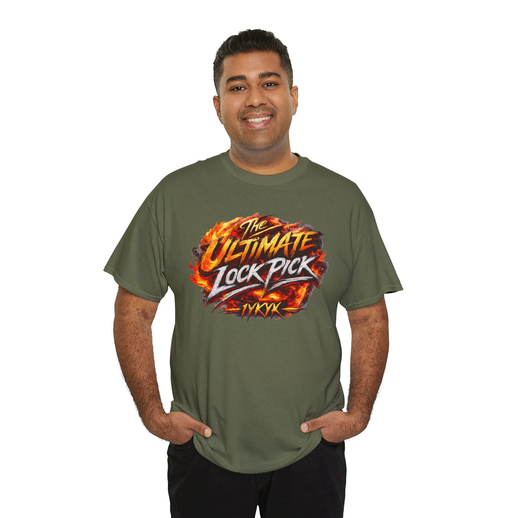 T-Shirt — "Ultimate Lock Pick" Fiery Logo Graphic Tee