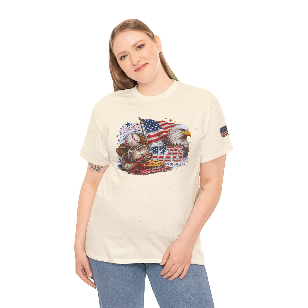 Patriotic Eagle American Flag T-Shirt — USA 1776 Military Tribute Tee