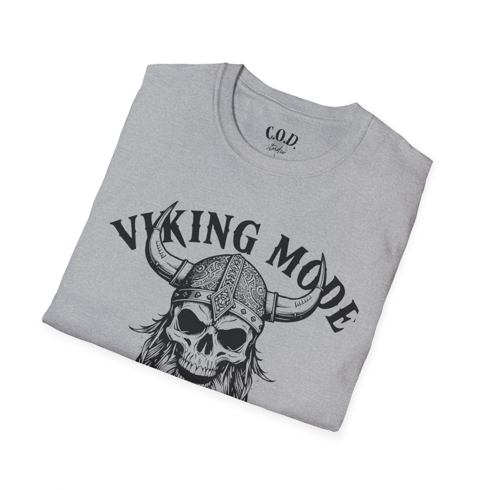 Viking Mode T-Shirt — Skull Horned Helmet Graphic