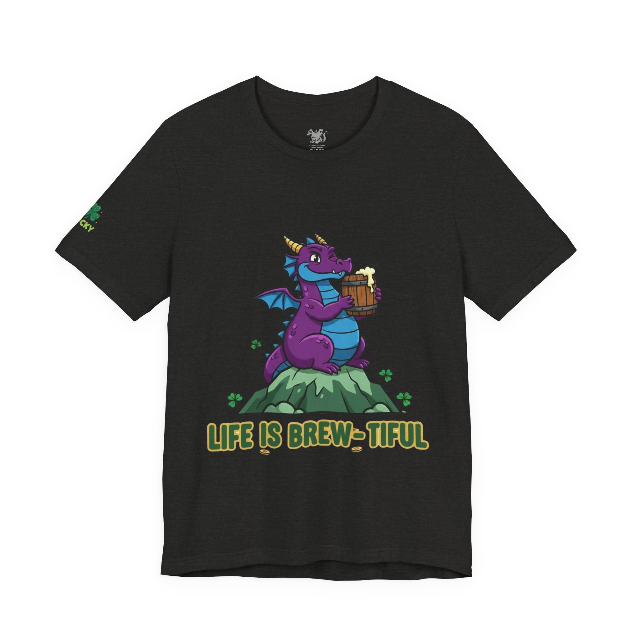 Purple Dragon Holding Beer Tee | Life Is Brew-tiful St. Patrick's Shirt