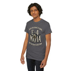 T-Shirt — "E-4 Mafia" Graphic Tee: "When You Want It Done, But You Don’t Care How" Vintage-Style Food Humor