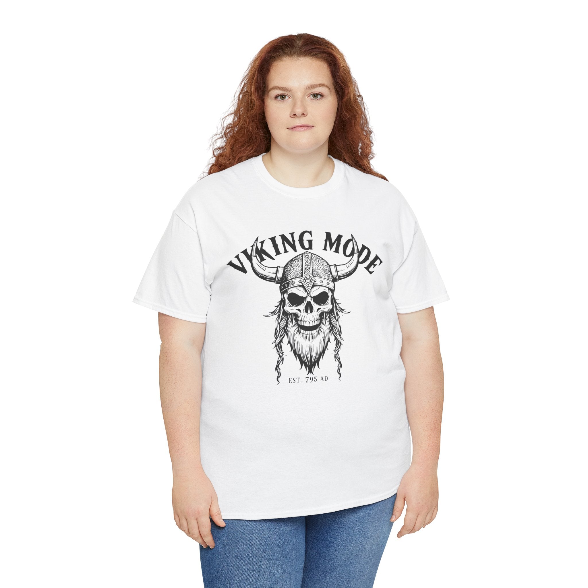 Viking Mode Skull Viking T-shirt | Norse Helmet Skull Graphic Tee