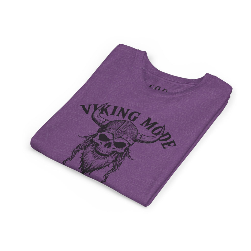 Viking Mode Youth T‑Shirt — Skull Horned Helmet Graphic Tee for Kids