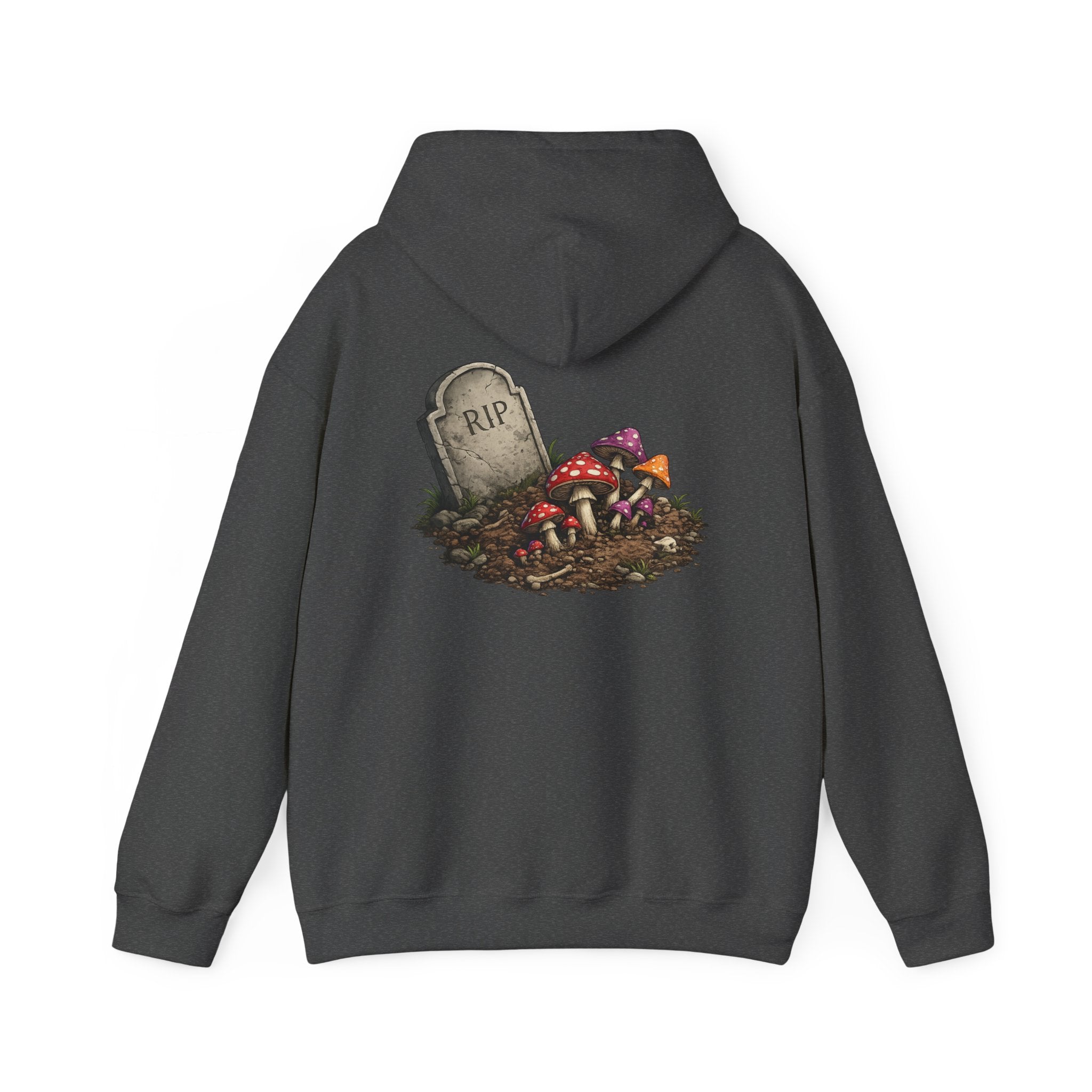 Mushroom Skull Hoodie — Gothic Mushroom Graveyard RIP Pullover