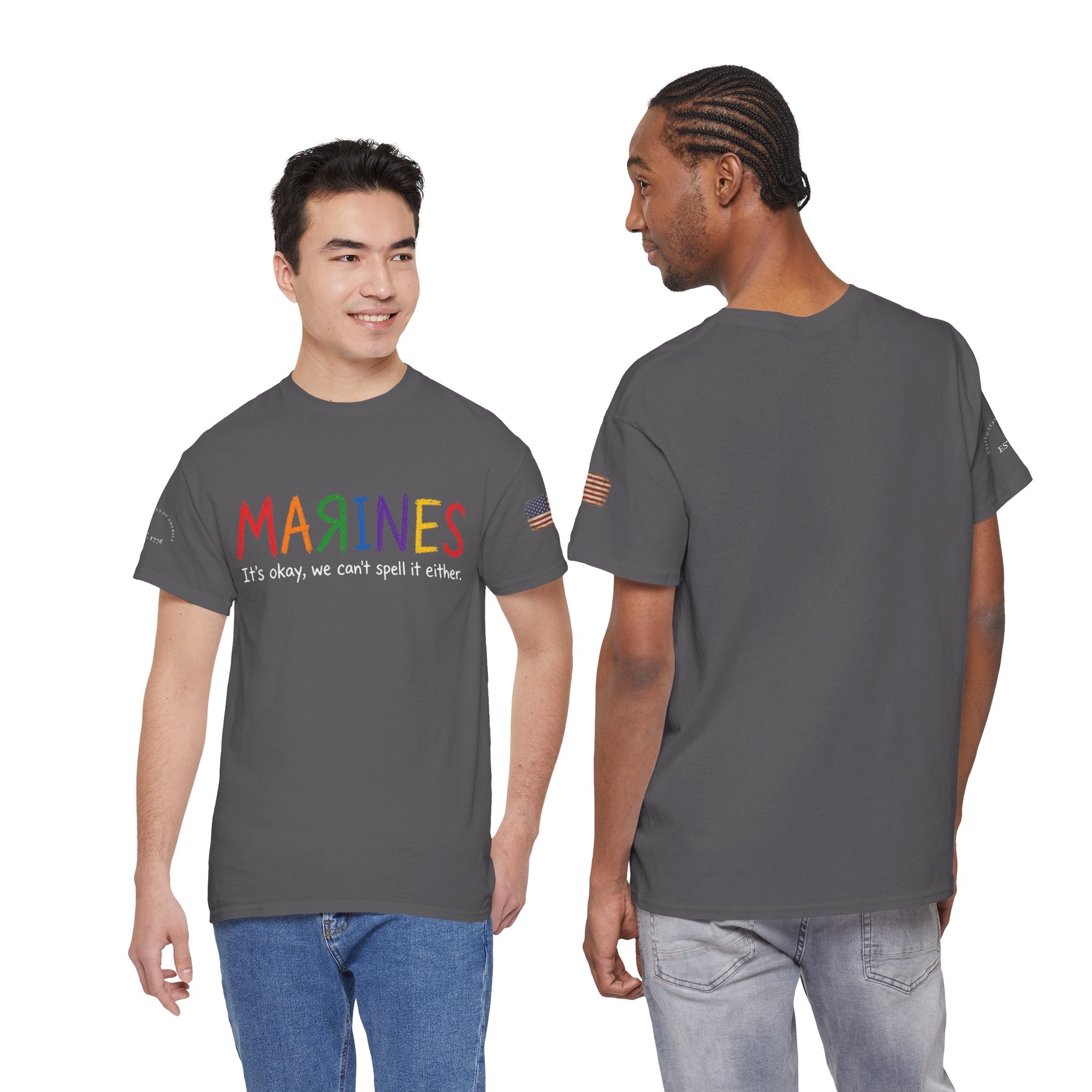 Marines Crayon Tee — “It’s okay, we can’t spell it either” Military Humor T-Shirt