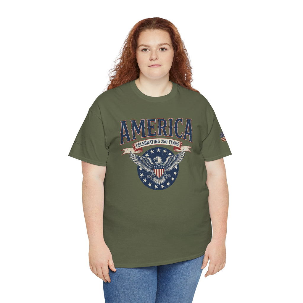 America Patriotic T‑Shirt – "America Celebrating 250 Years" Eagle Emblem