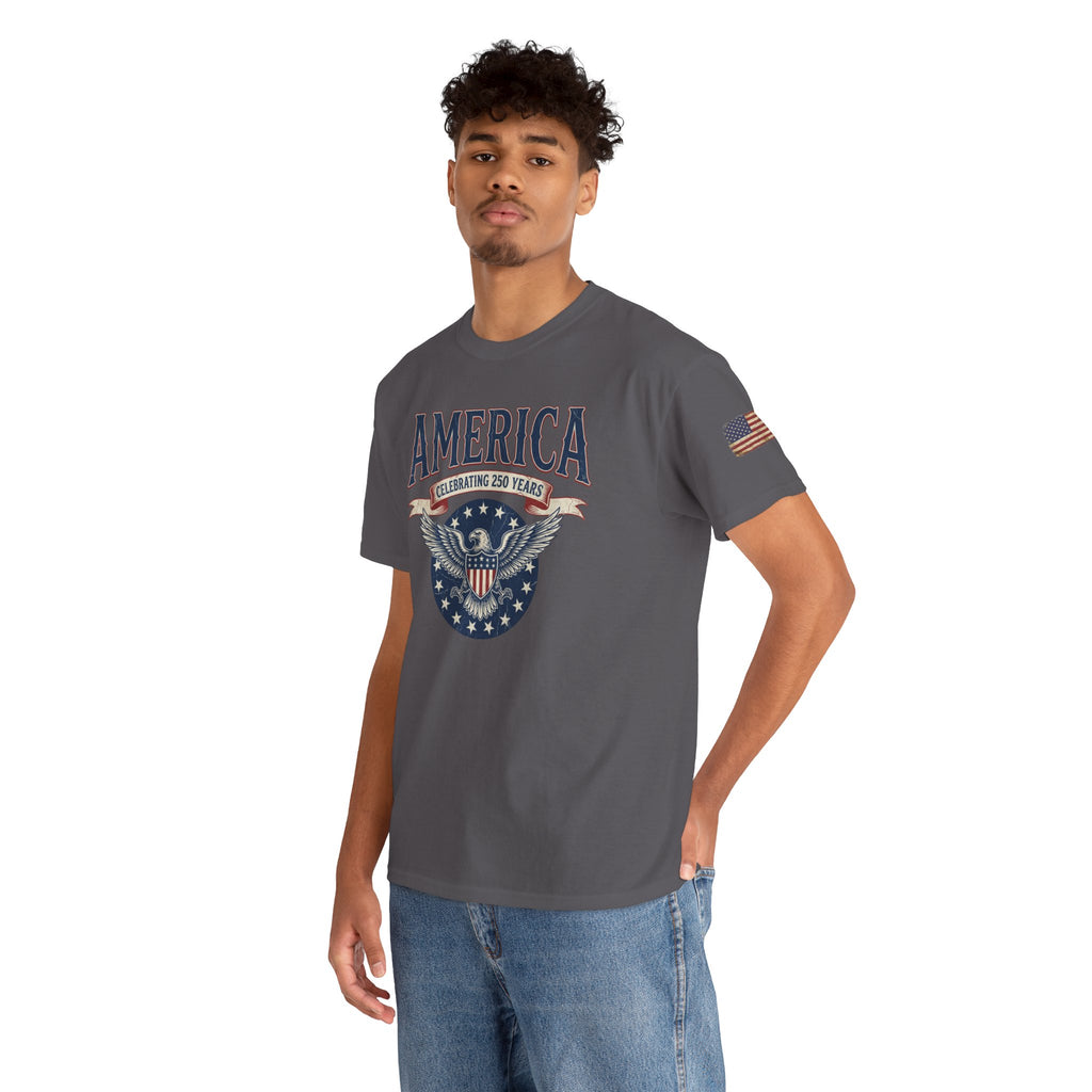 America Patriotic T‑Shirt – "America Celebrating 250 Years" Eagle Emblem