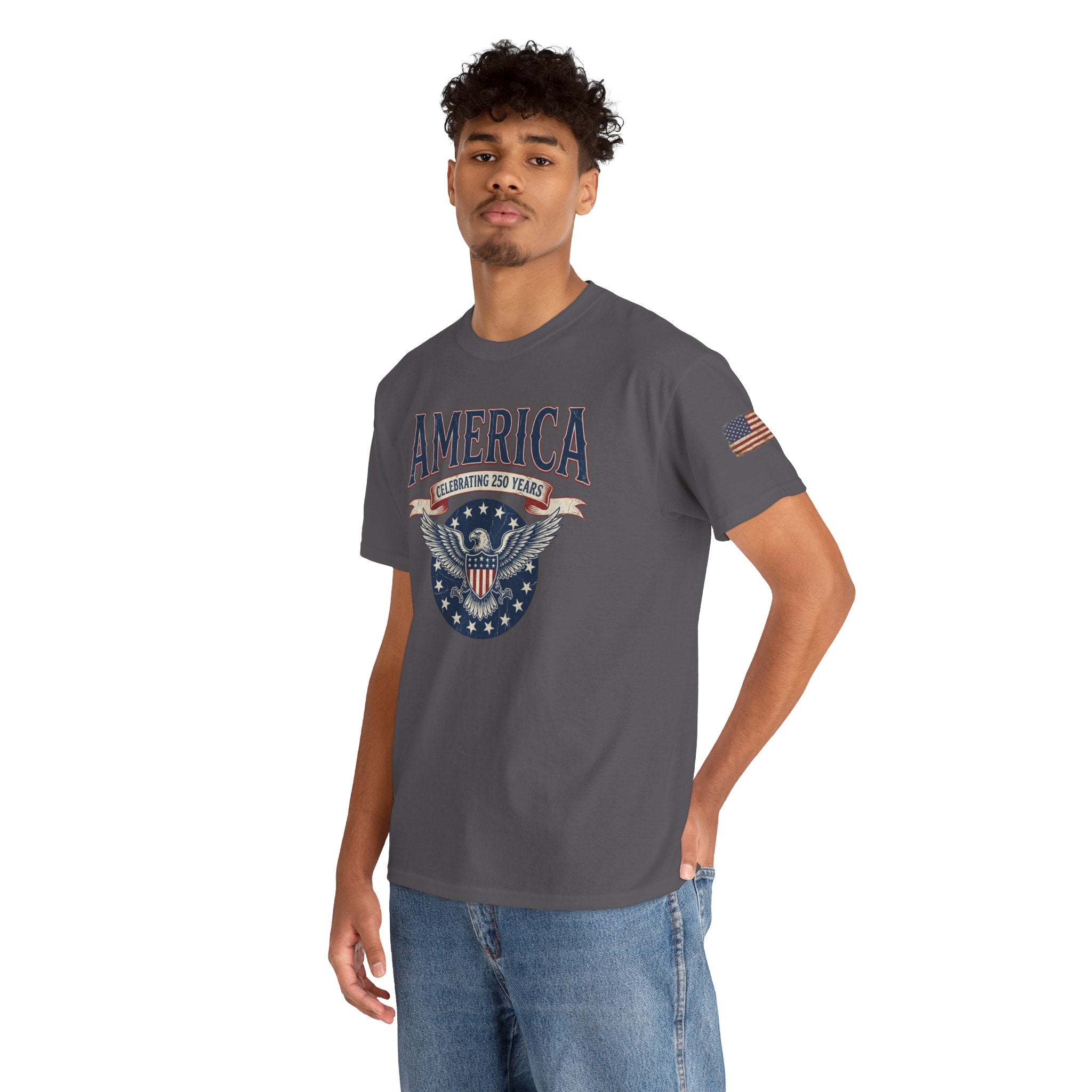 America Patriotic T‑Shirt – "America Celebrating 250 Years" Eagle Emblem