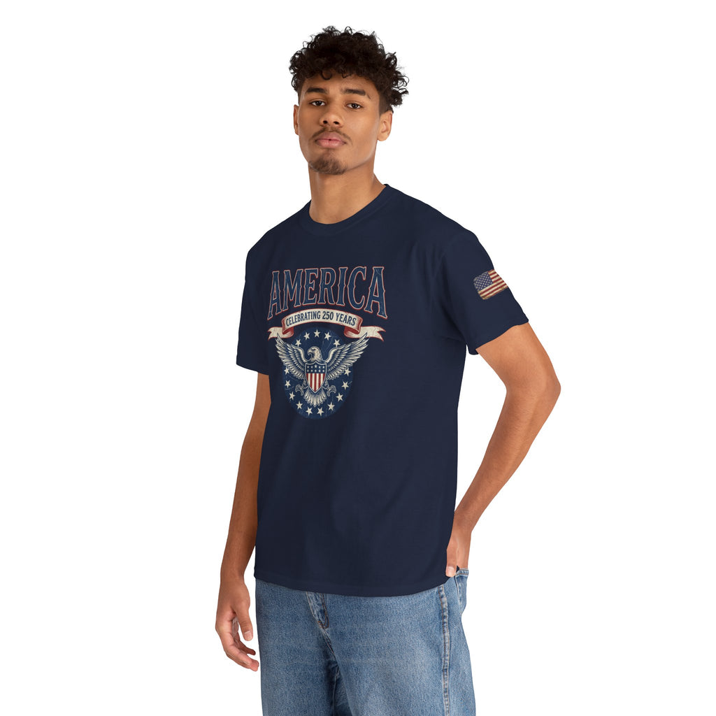 America Patriotic T‑Shirt – "America Celebrating 250 Years" Eagle Emblem