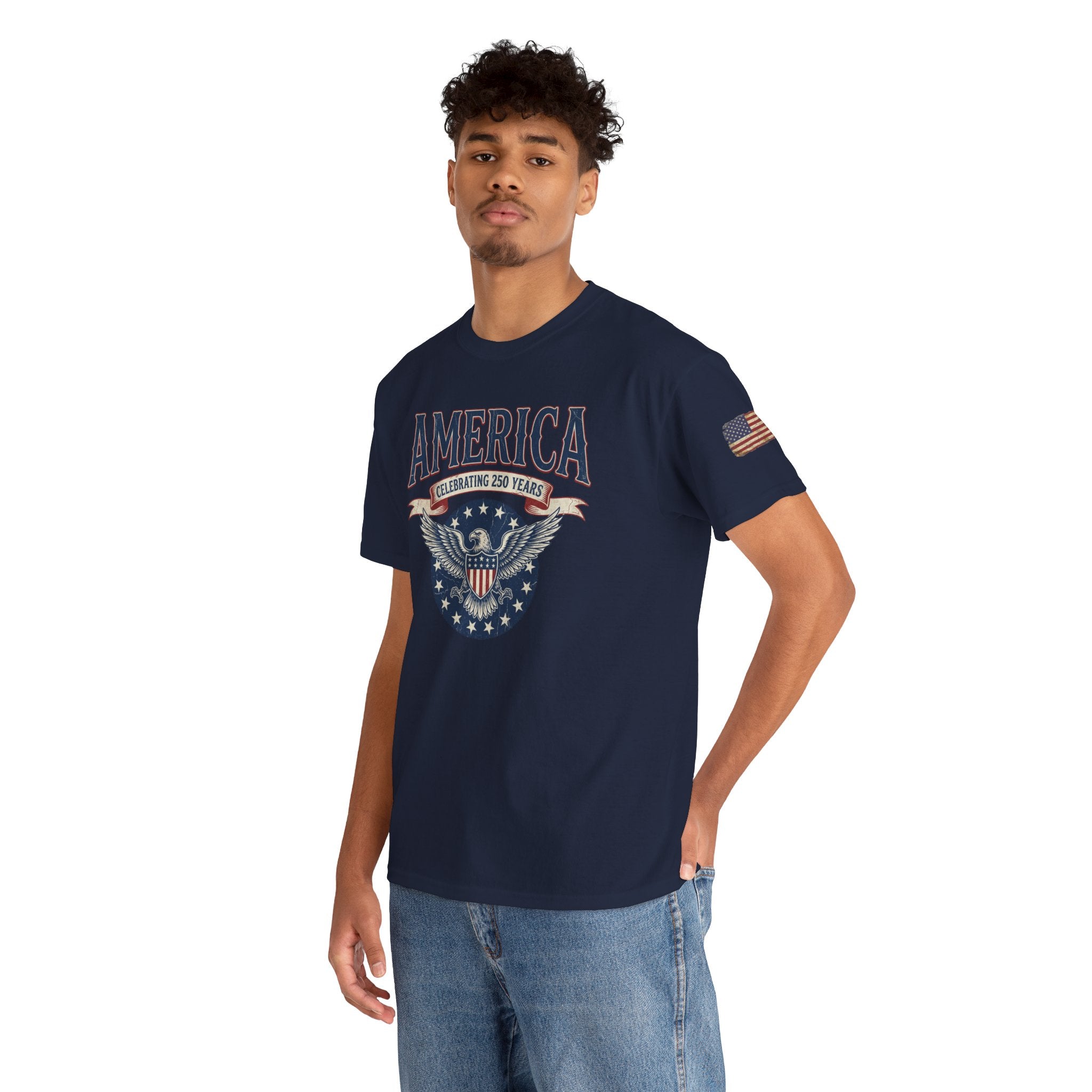America Patriotic T‑Shirt – "America Celebrating 250 Years" Eagle Emblem