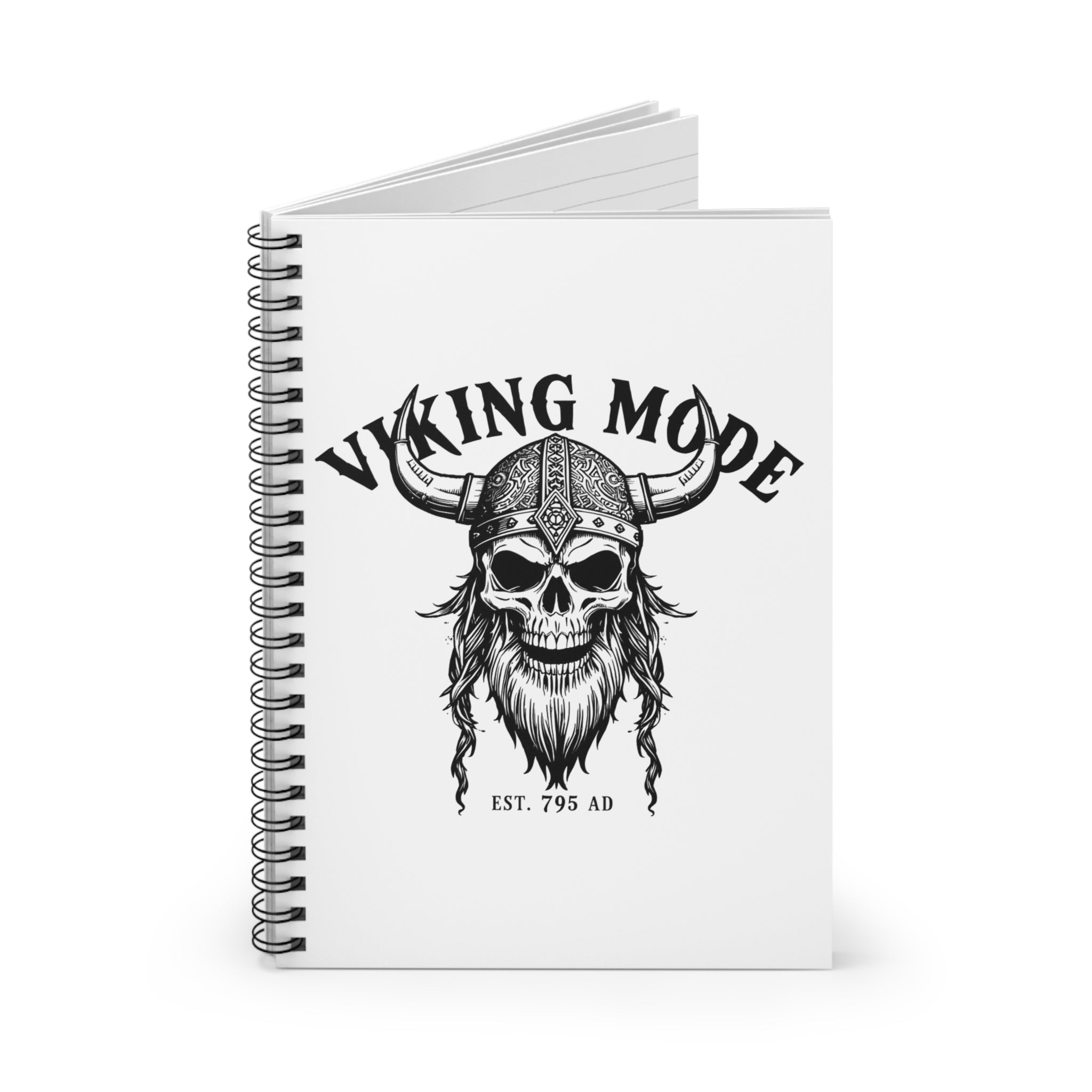 Viking Mode Skull Helmet Spiral Notebook | Ruled Journal