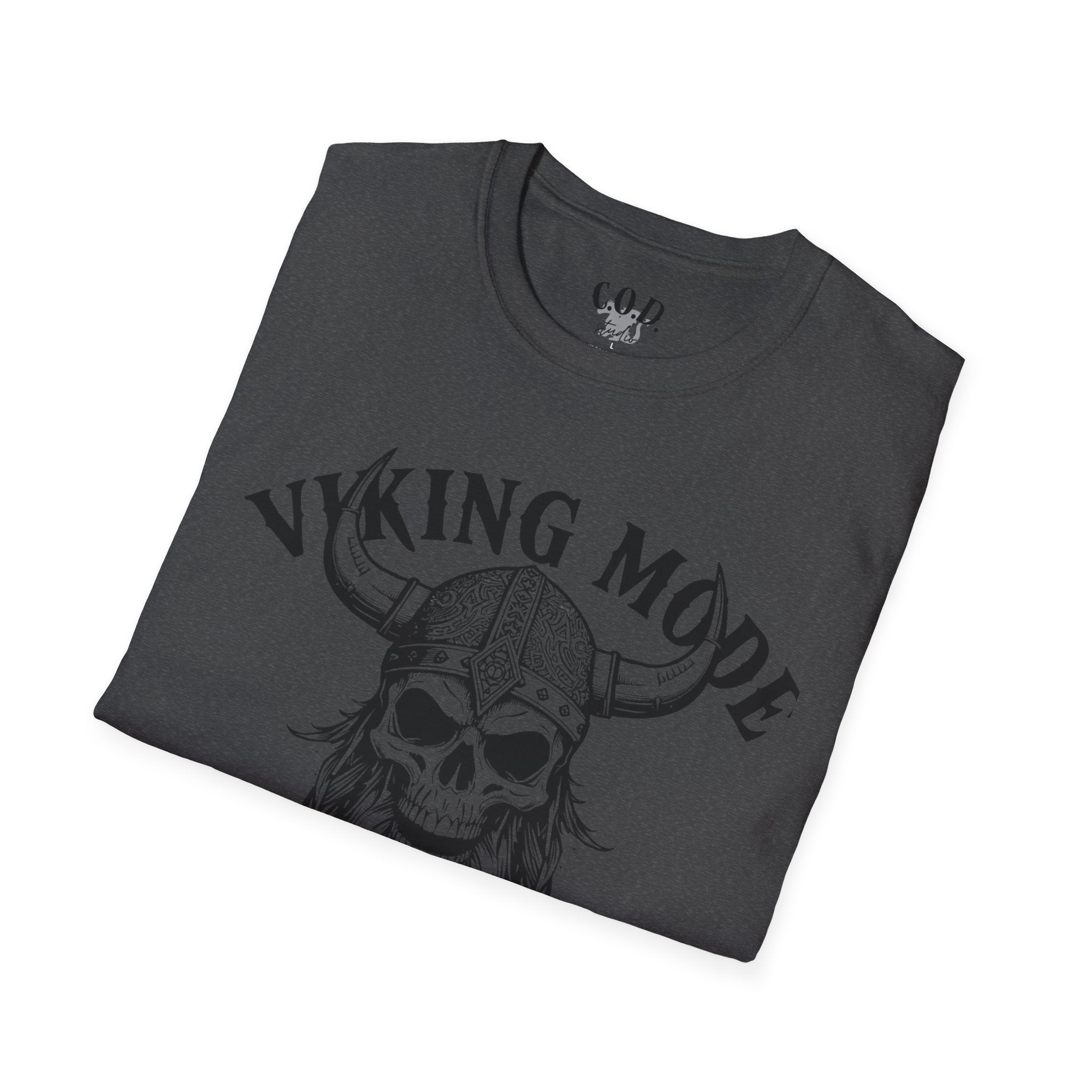 Viking Mode T-Shirt — Skull Horned Helmet Graphic