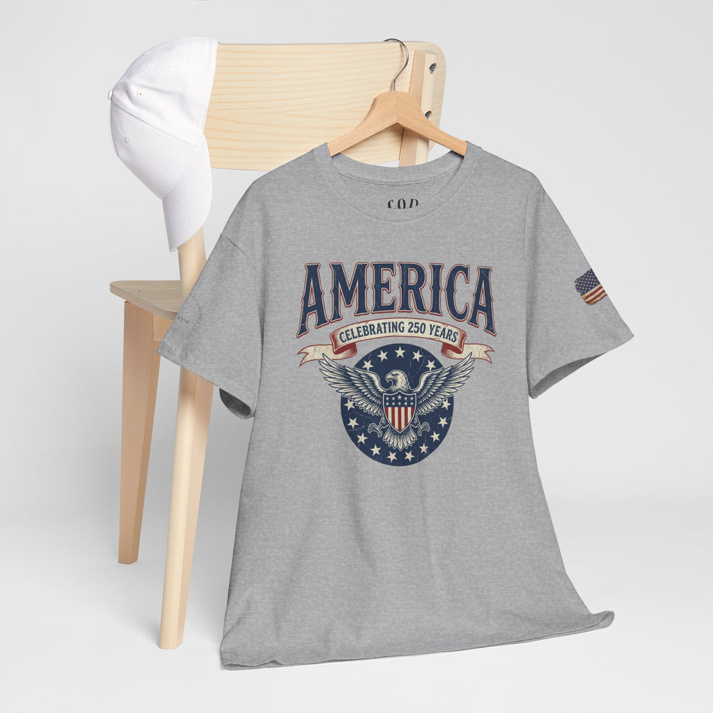 America Patriotic T‑Shirt – "America Celebrating 250 Years" Eagle Emblem