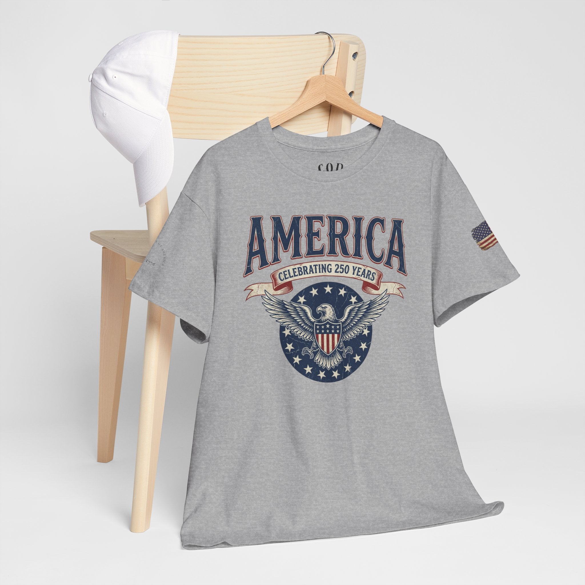 America Patriotic T‑Shirt – "America Celebrating 250 Years" Eagle Emblem