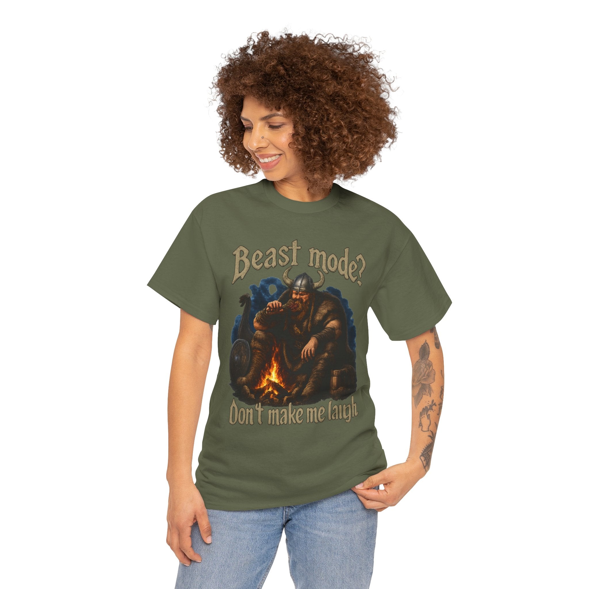 Viking Campfire T-Shirt — "Beast mode? Don’t make me laugh" Graphic Tee