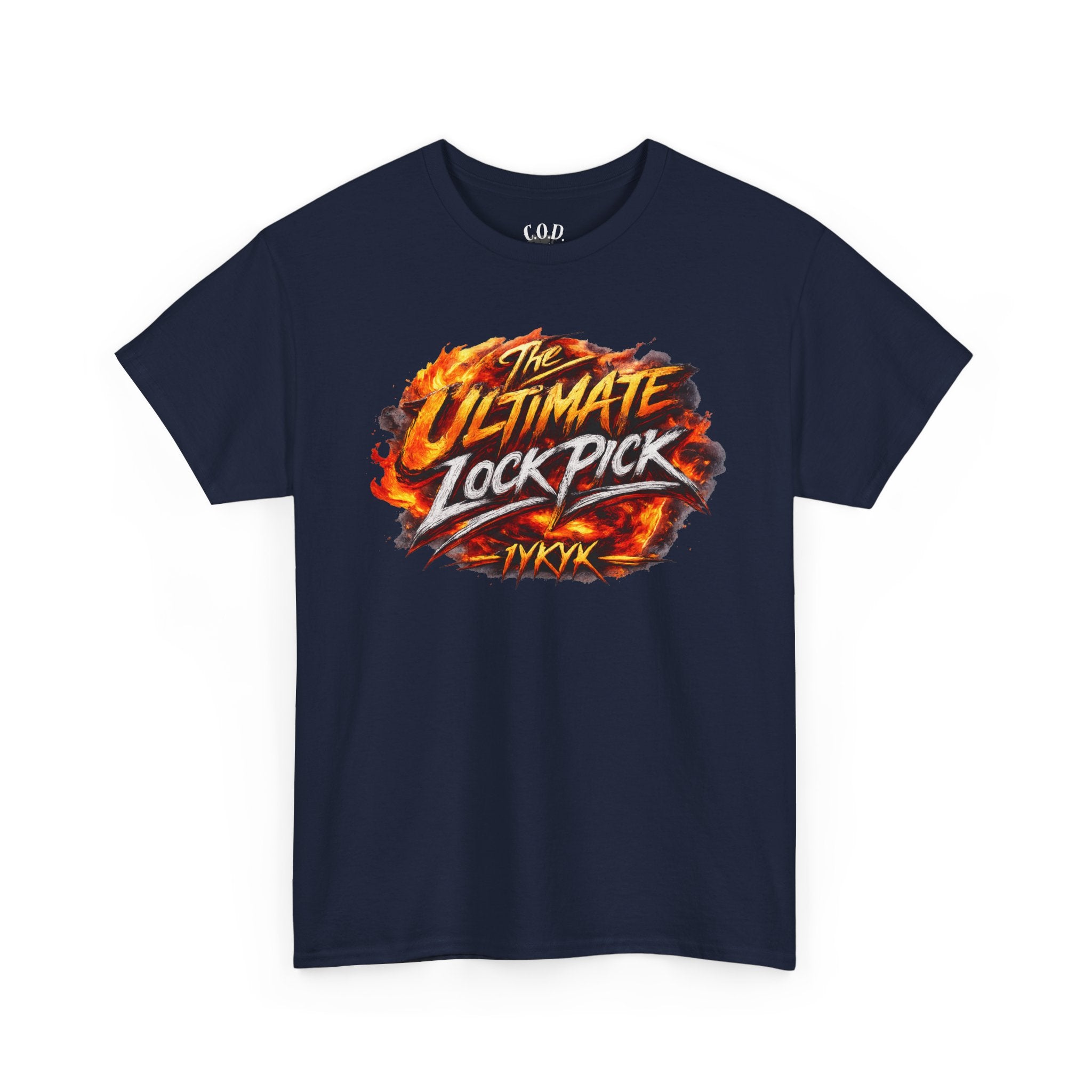 T-Shirt — "Ultimate Lock Pick" Fiery Logo Graphic Tee