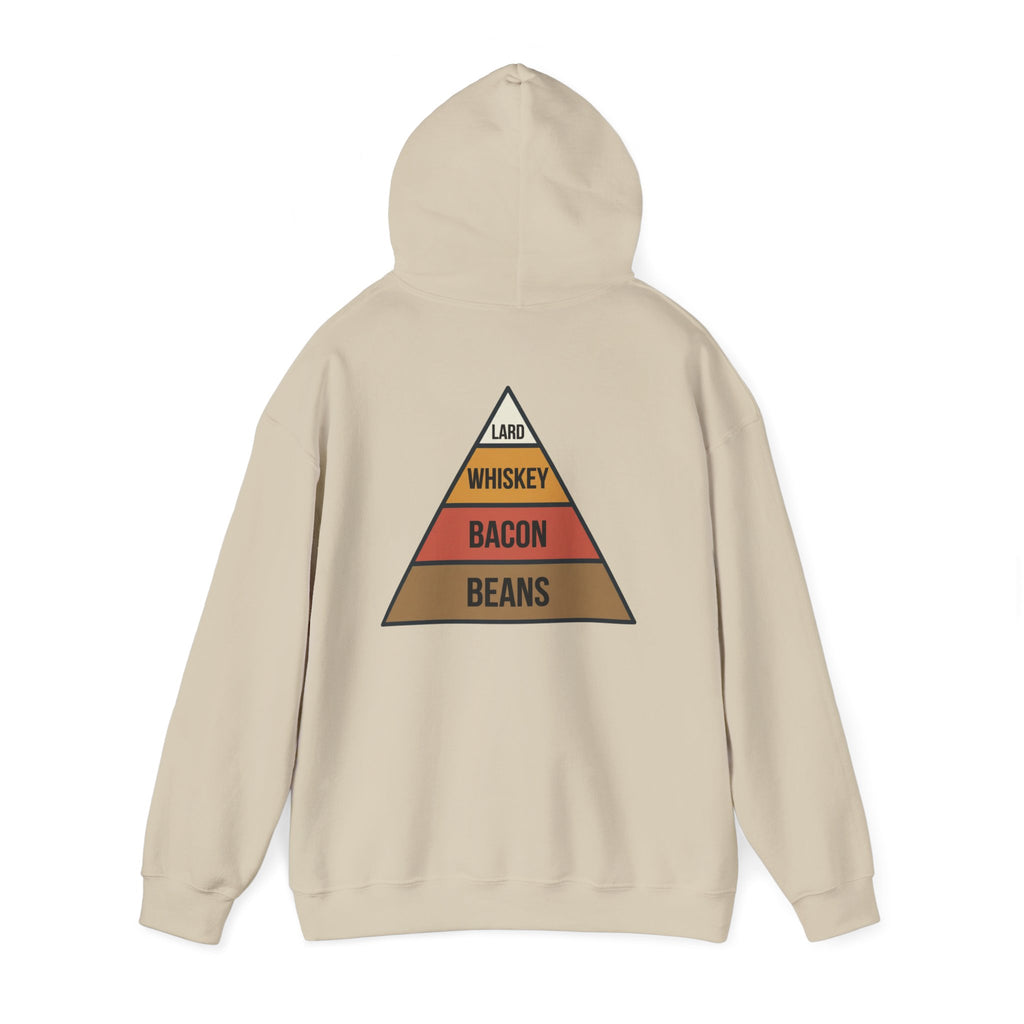 Food Pyramid Design Hoodie | Beans Bacon Whiskey Lard Illustration