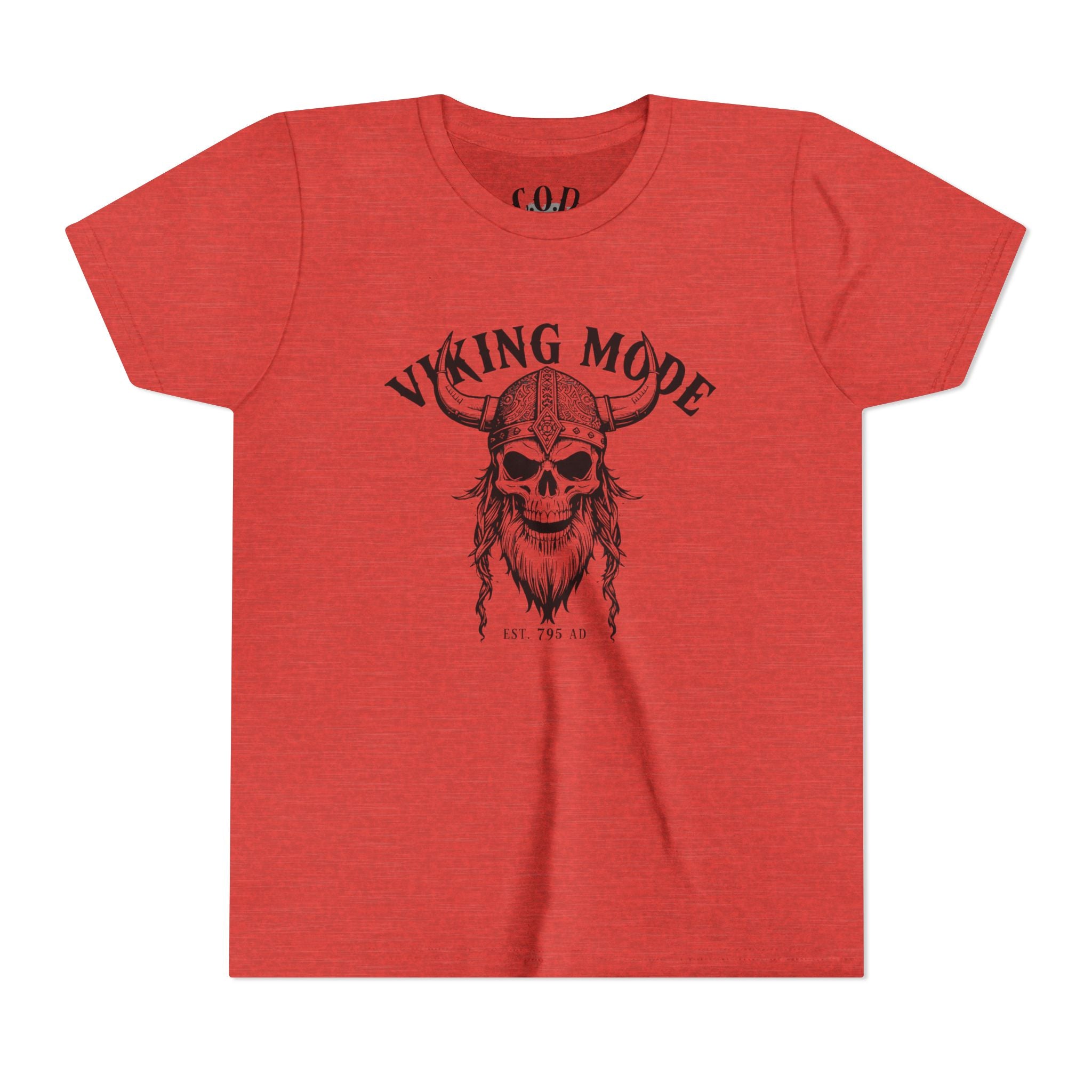 Viking Mode Youth T‑Shirt — Skull Horned Helmet Graphic Tee for Kids