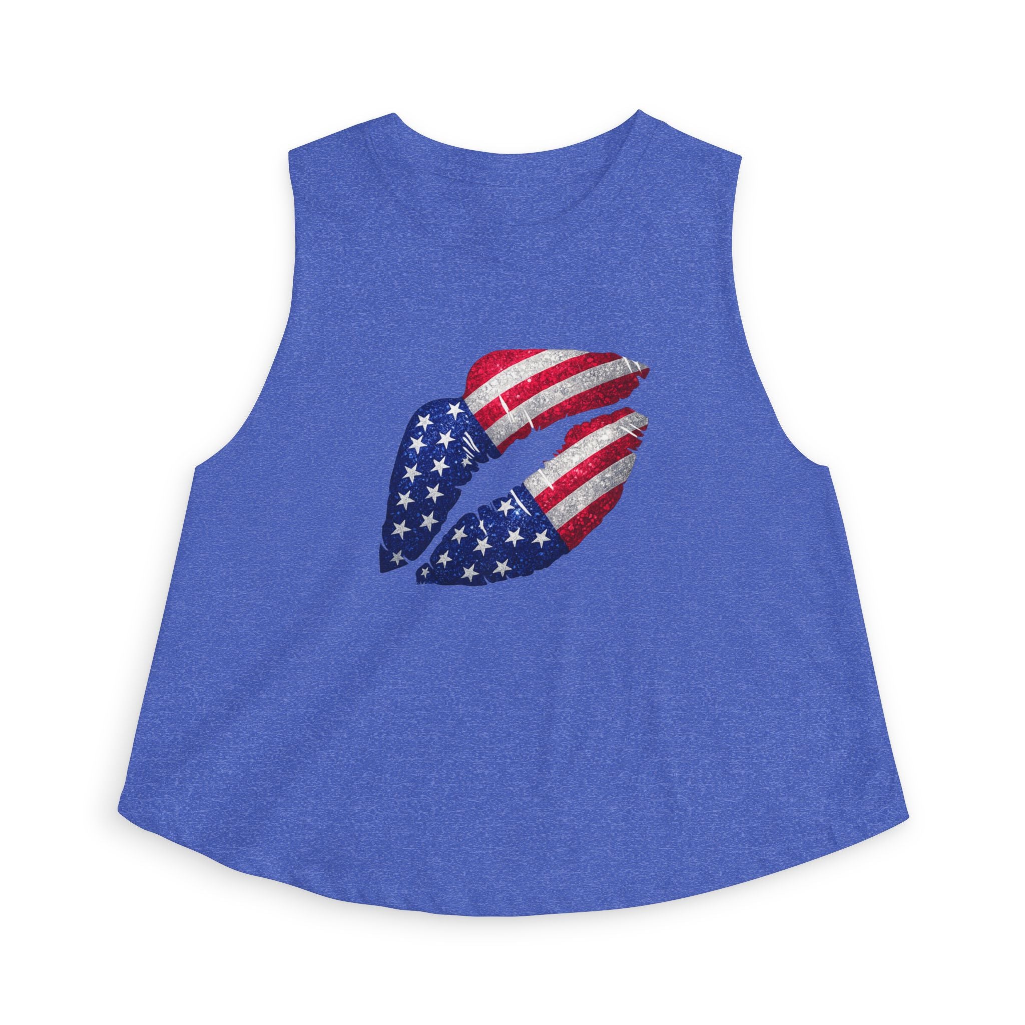 Patriotic Kiss Crop Top — American Flag Lips Tank for 4th of July