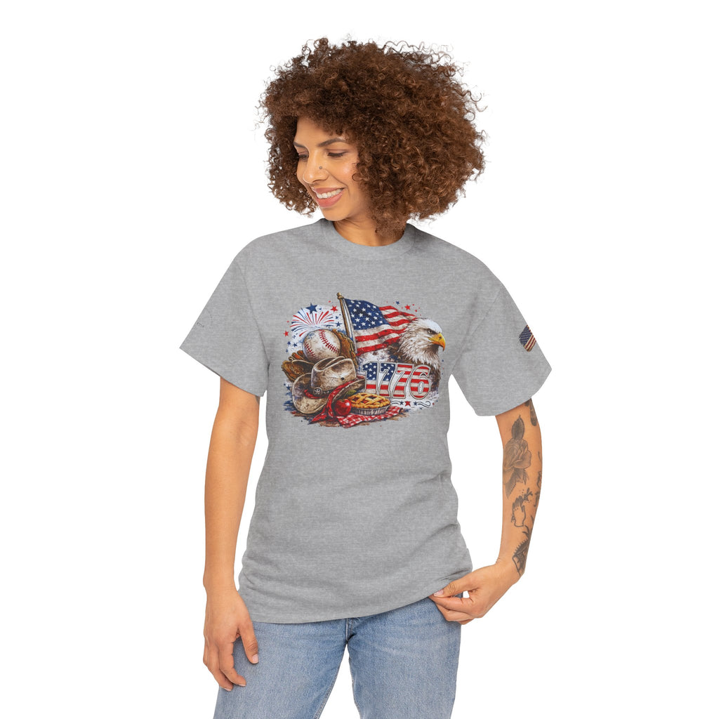 Patriotic Eagle American Flag T-Shirt — USA 1776 Military Tribute Tee